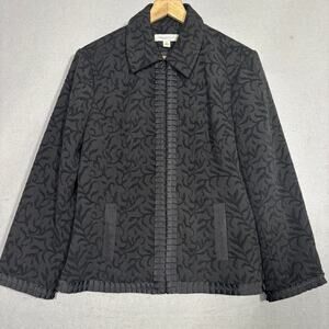 Coldwater Creek Jacket M‎ Black Textured Unique Statement Classic Quiet Luxury